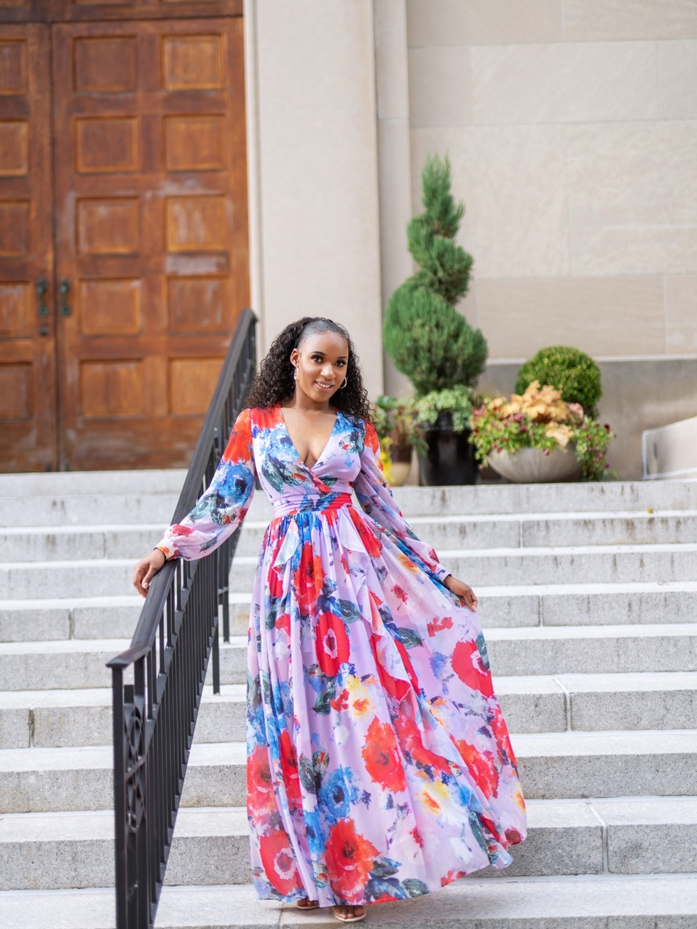 Lavender Multi Floral Wrap Maxi Dress